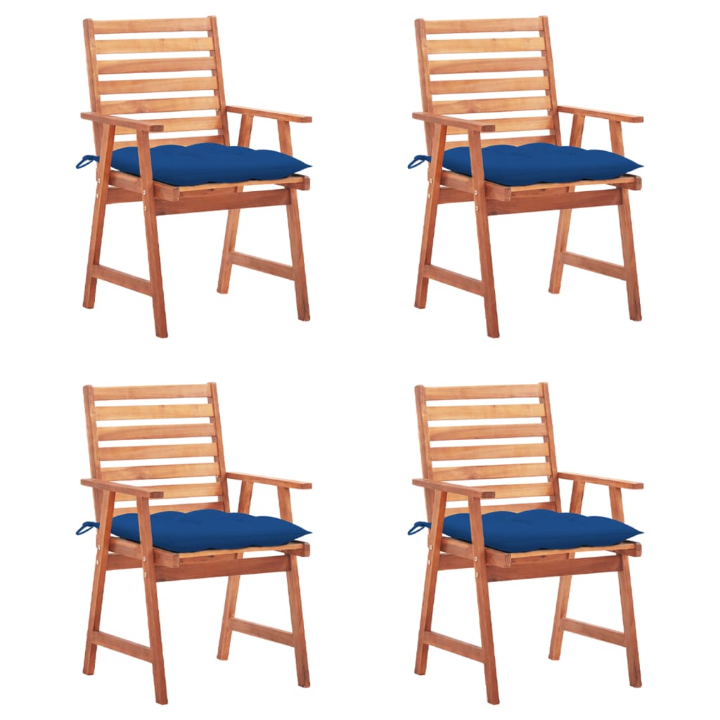vidaXL Patio Dining Chairs Outdoor Patio Chair with Cushions Solid Wood Acacia-48