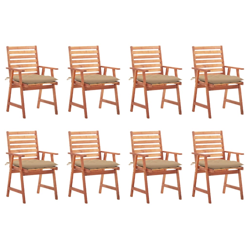 vidaXL Patio Dining Chairs Outdoor Patio Chair with Cushions Solid Wood Acacia-49