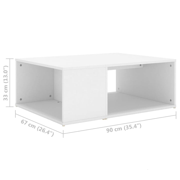 vidaXL Coffee Table White Chipboard Side Sofa Accent High Gloss White/White-3