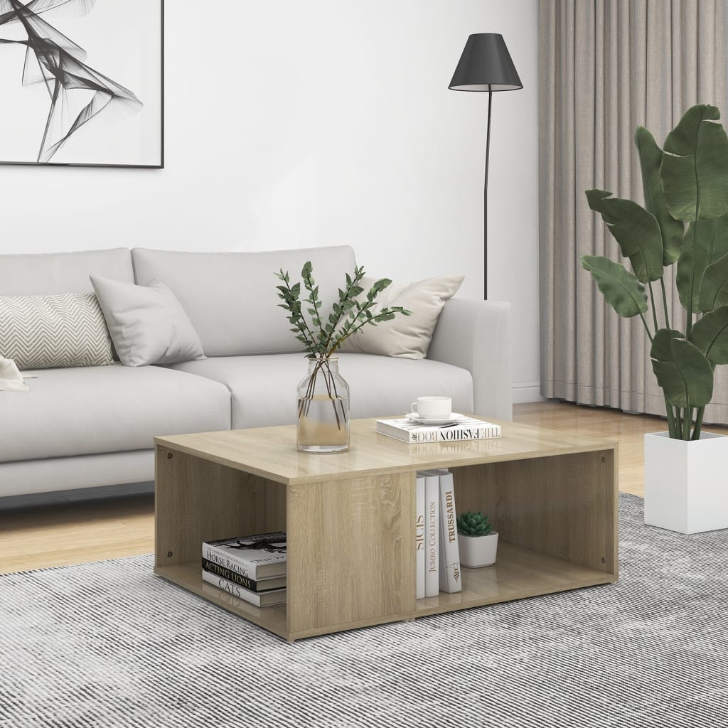 vidaXL Coffee Table White Chipboard Side Sofa Accent High Gloss White/White-8