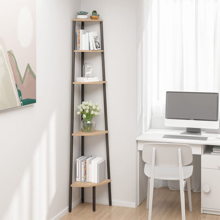 vidaXL 5-Tier Corner Shelf Storage Display Bookshelf for Home Living Room-8
