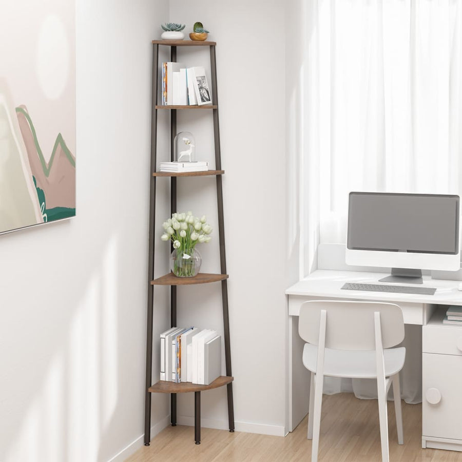 vidaXL 5-Tier Corner Shelf Storage Display Bookshelf for Home Living Room-0