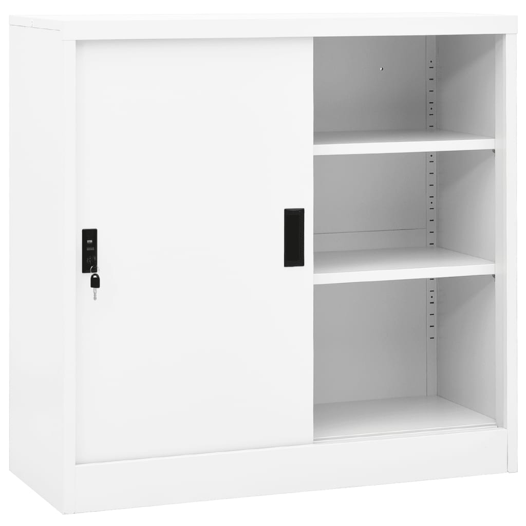 vidaXL Office Cabinet with Sliding Door Anthracite 35.4"x15.7"x35.4" Steel-11