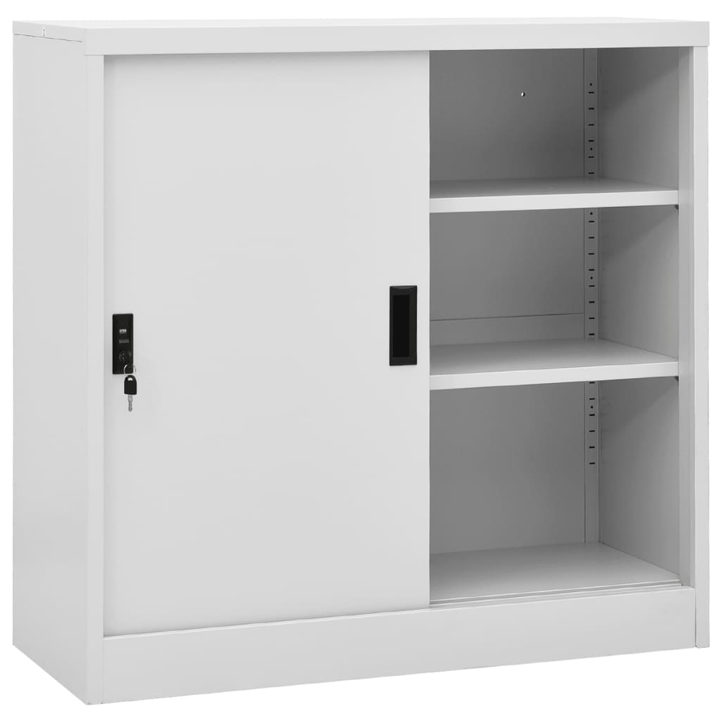 vidaXL Office Cabinet with Sliding Door Anthracite 35.4"x15.7"x35.4" Steel-24