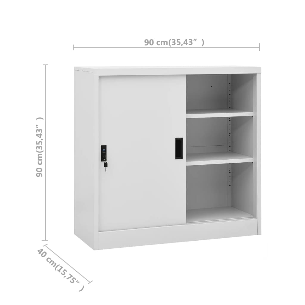 vidaXL Office Cabinet with Sliding Door Anthracite 35.4"x15.7"x35.4" Steel-4