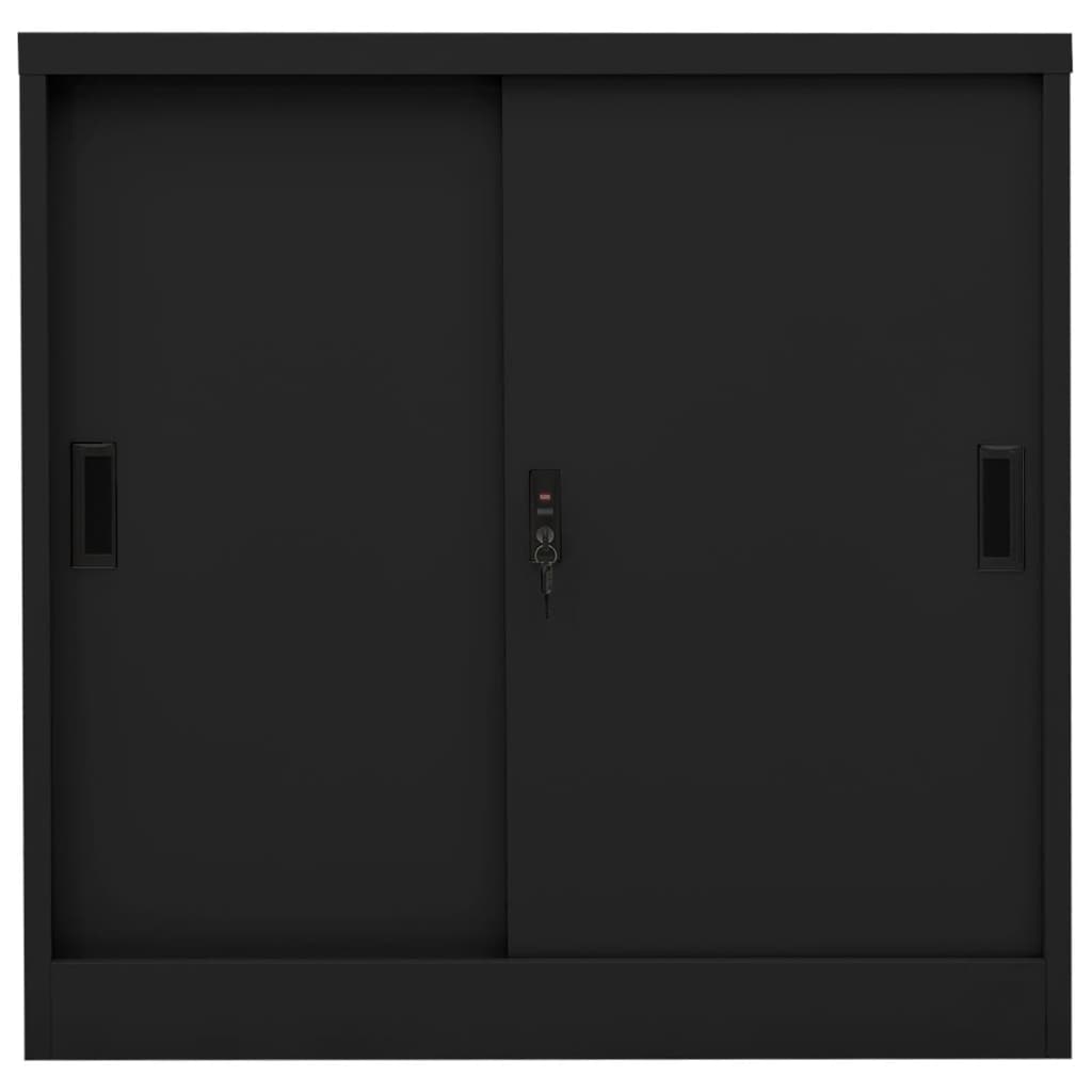 vidaXL Office Cabinet with Sliding Door Anthracite 35.4"x15.7"x35.4" Steel-14