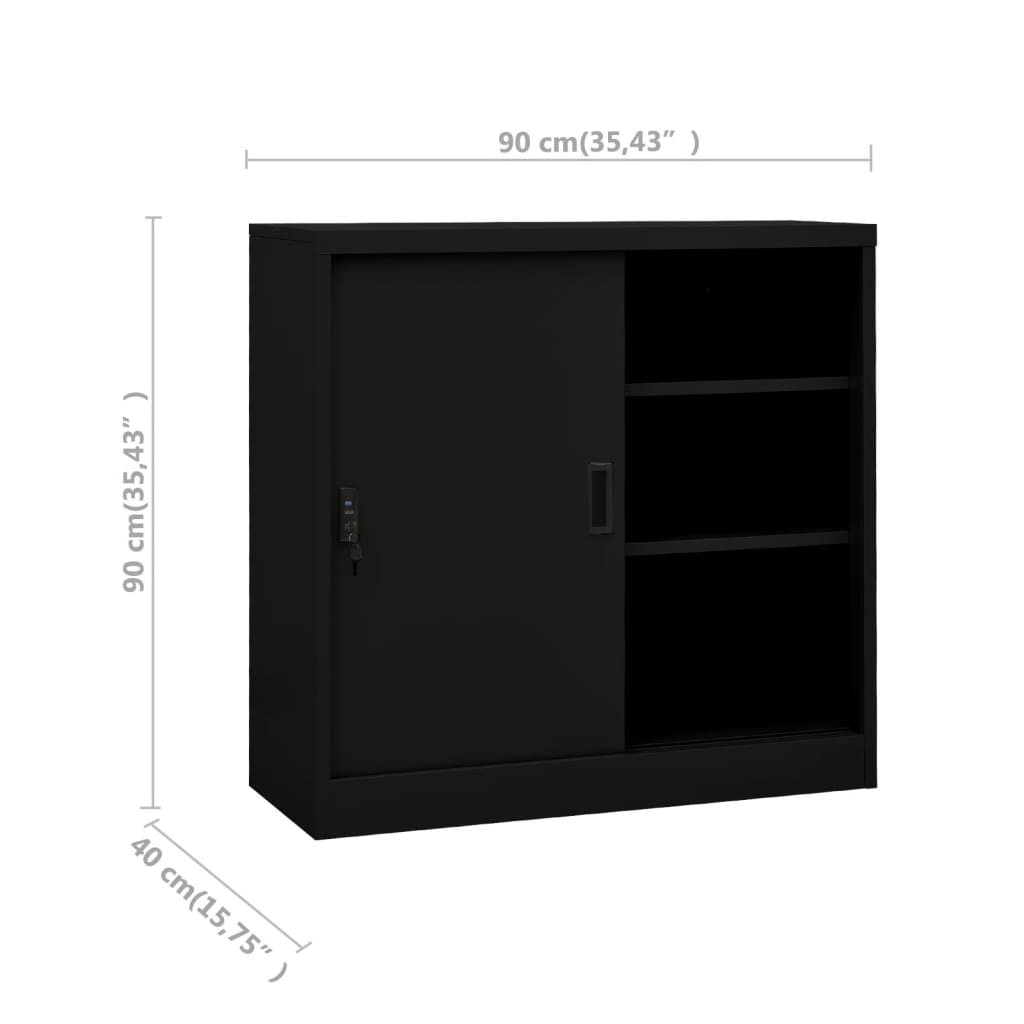 vidaXL Office Cabinet with Sliding Door Anthracite 35.4"x15.7"x35.4" Steel-10
