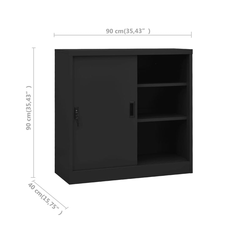 vidaXL Office Cabinet with Sliding Door Anthracite 35.4"x15.7"x35.4" Steel-28