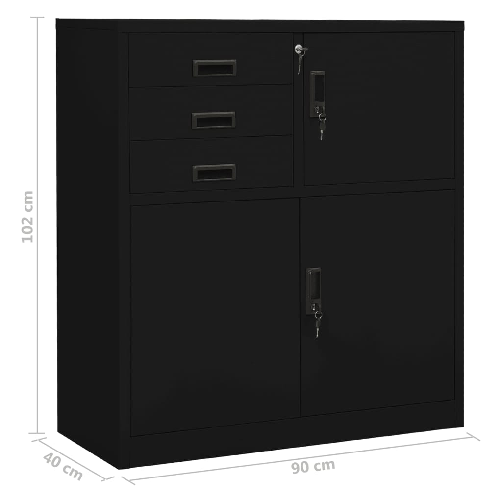 vidaXL Office Cabinet Anthracite 35.4"x15.7"x40.2" Steel-12