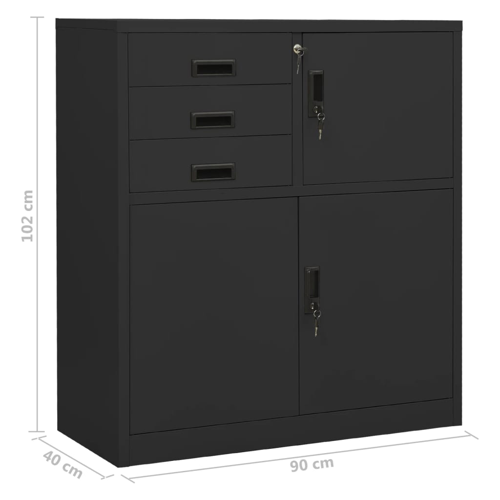 vidaXL Office Cabinet Anthracite 35.4"x15.7"x40.2" Steel-19