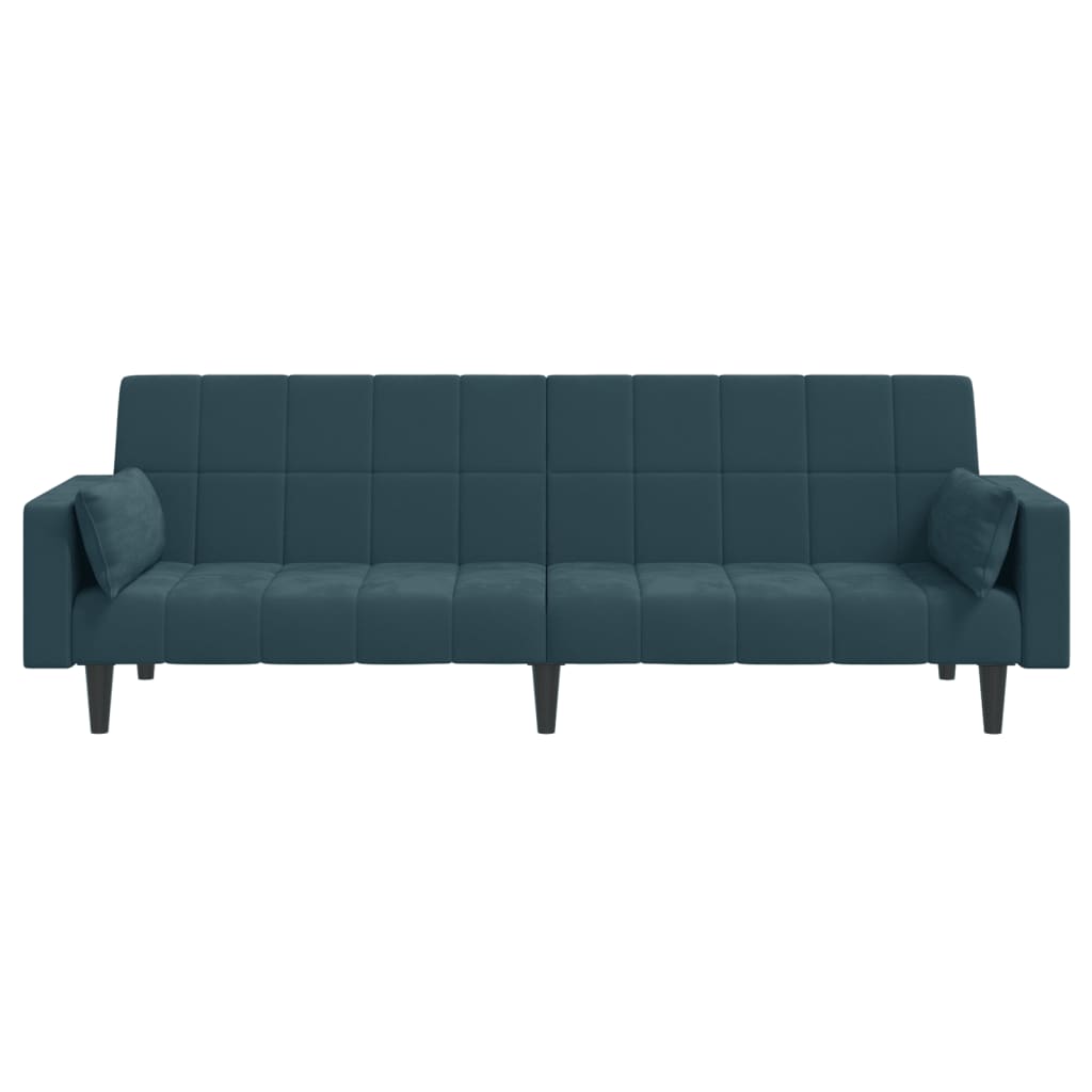 vidaXL 2-Seater Sofa Bed with Two Pillows Black Velvet-55