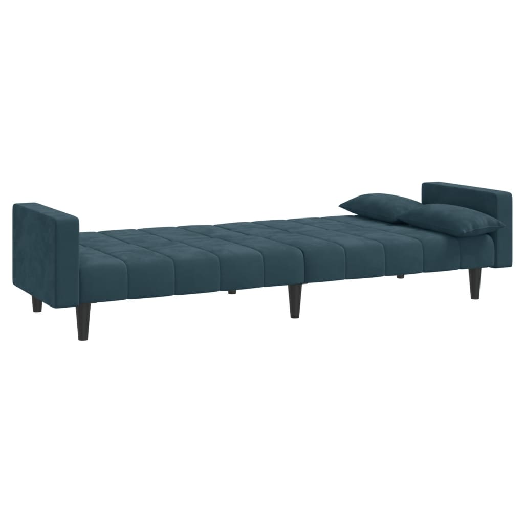 vidaXL 2-Seater Sofa Bed with Two Pillows Black Velvet-56