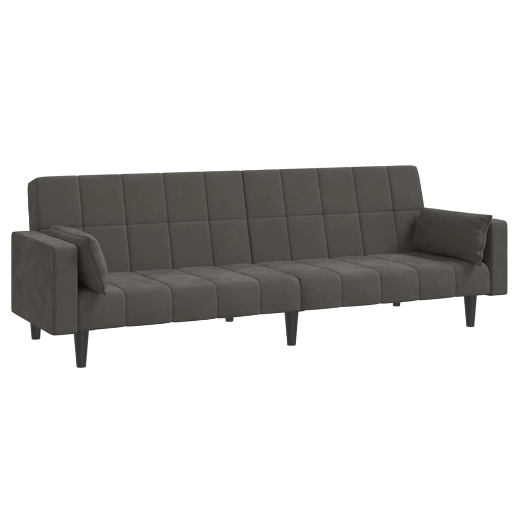 vidaXL 2-Seater Sofa Bed with Two Pillows Black Velvet-40