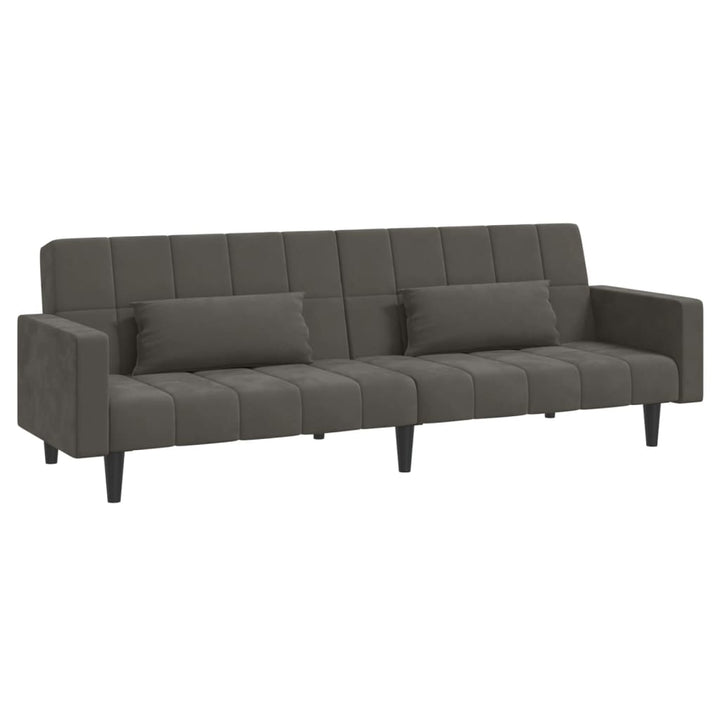 vidaXL 2-Seater Sofa Bed with Two Pillows Black Velvet-44