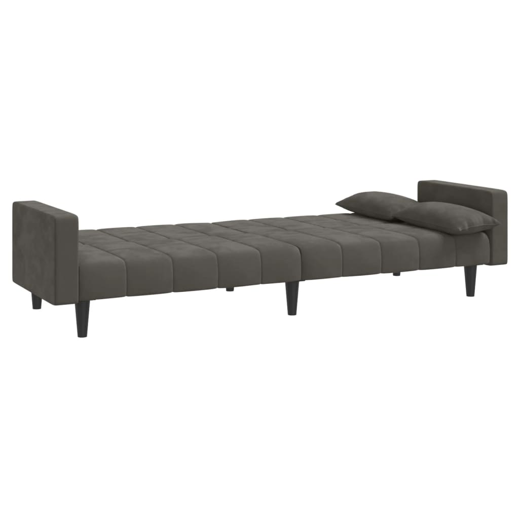 vidaXL 2-Seater Sofa Bed with Two Pillows Black Velvet-46