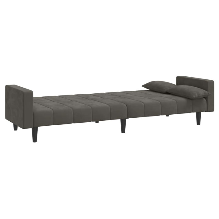 vidaXL 2-Seater Sofa Bed with Two Pillows Black Velvet-46