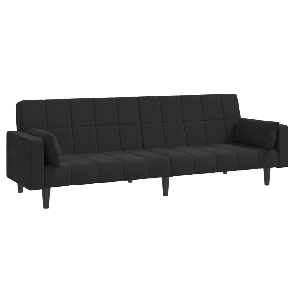 vidaXL 2-Seater Sofa Bed with Two Pillows Black Velvet-29