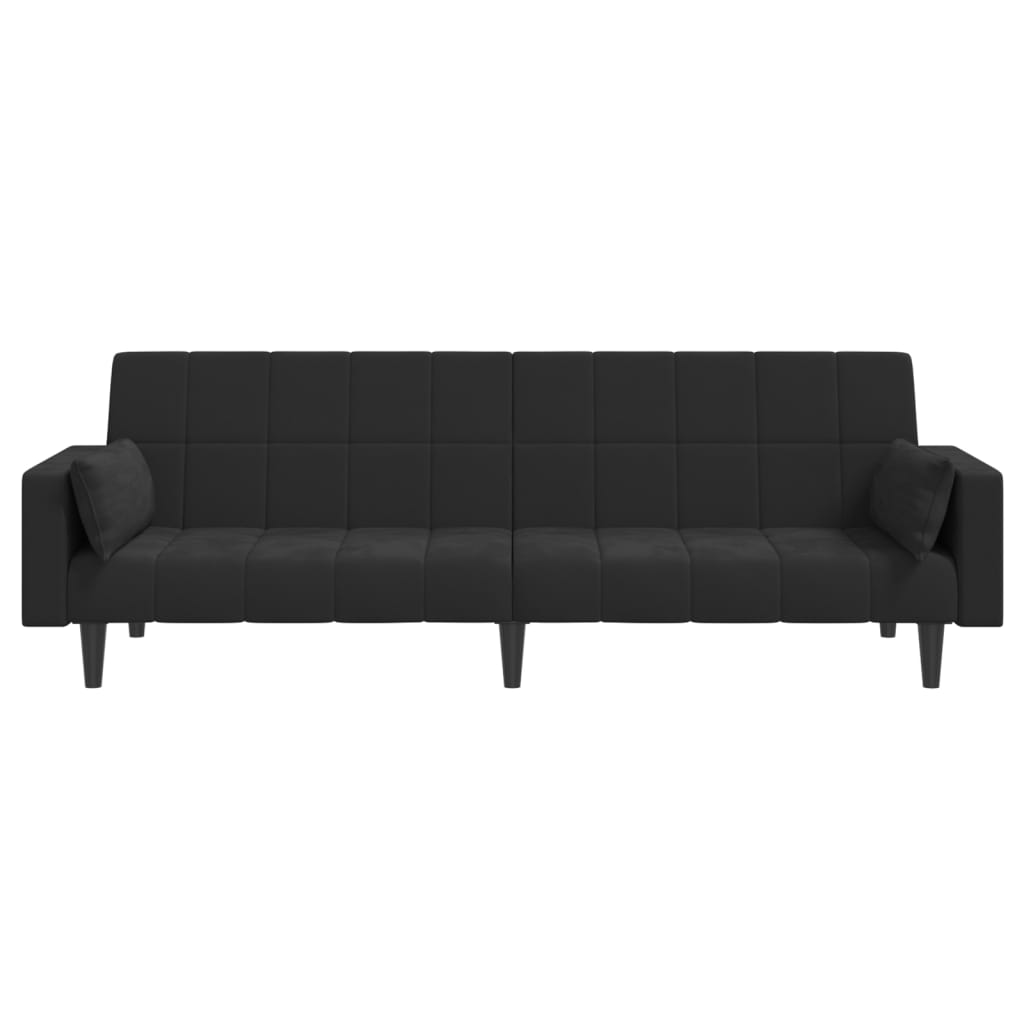 vidaXL 2-Seater Sofa Bed with Two Pillows Black Velvet-35