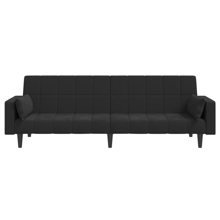 vidaXL 2-Seater Sofa Bed with Two Pillows Black Velvet-35