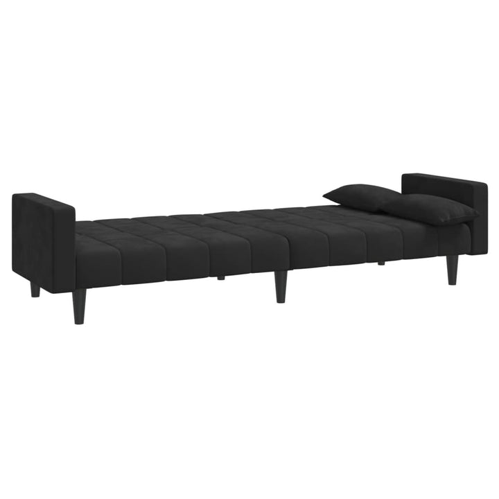 vidaXL 2-Seater Sofa Bed with Two Pillows Black Velvet-36