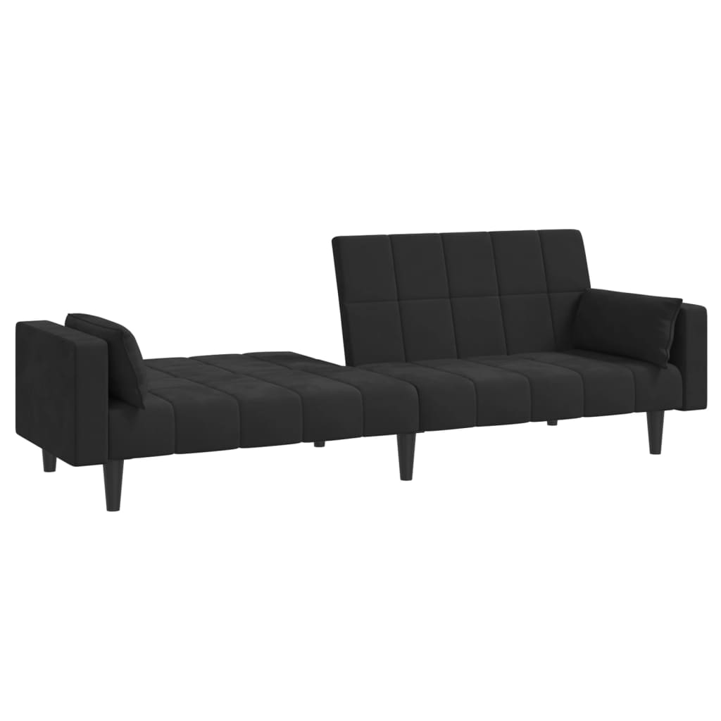 vidaXL 2-Seater Sofa Bed with Two Pillows Black Velvet-37