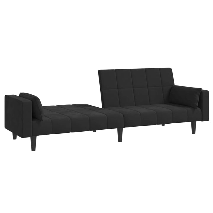 vidaXL 2-Seater Sofa Bed with Two Pillows Black Velvet-37