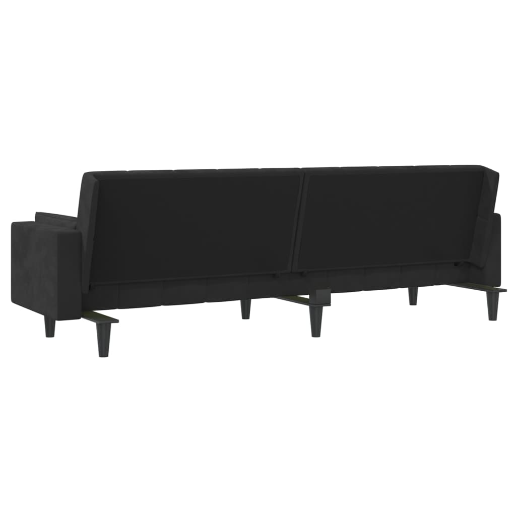 vidaXL 2-Seater Sofa Bed with Two Pillows Black Velvet-38
