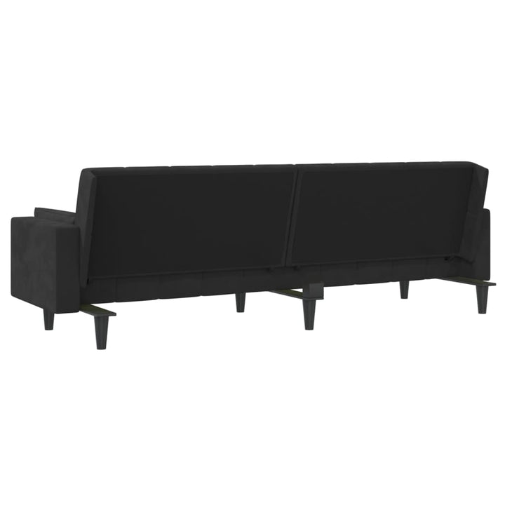 vidaXL 2-Seater Sofa Bed with Two Pillows Black Velvet-38