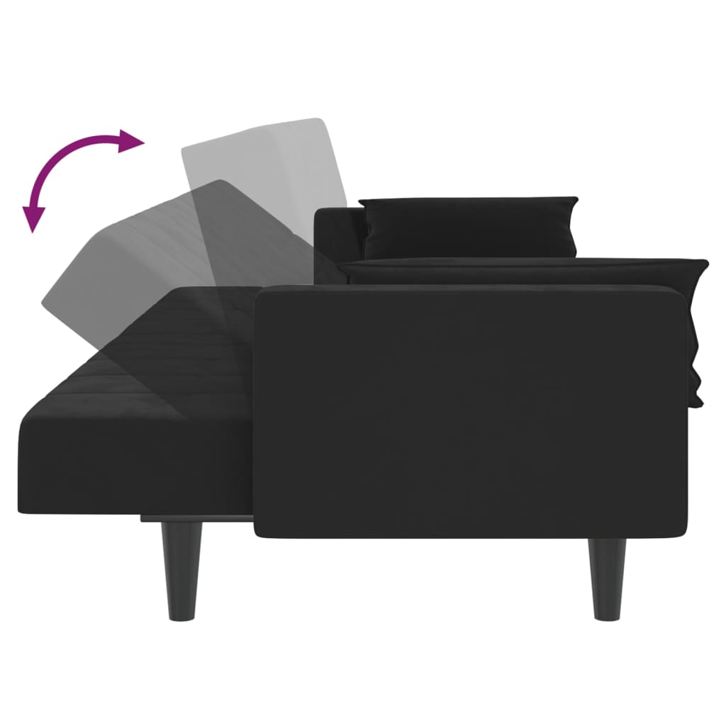 vidaXL 2-Seater Sofa Bed with Two Pillows Black Velvet-49