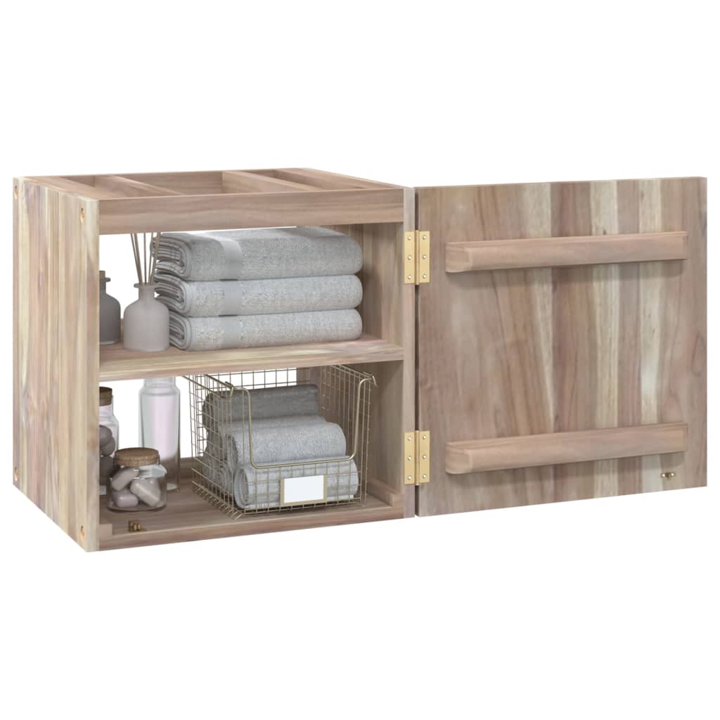 vidaXL Wall Cabinet Bathroom Storage Vanity Mirror Cabinet Solid Wood Teak-31