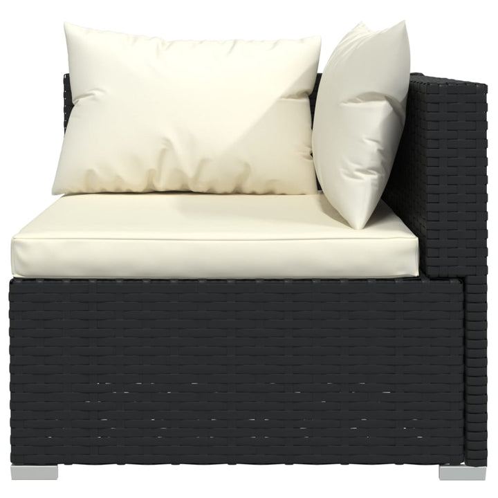 vidaXL 3 Piece Patio Lounge Set with Cushions Black Poly Rattan-10