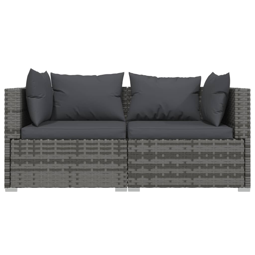 vidaXL 3 Piece Patio Lounge Set with Cushions Black Poly Rattan-13