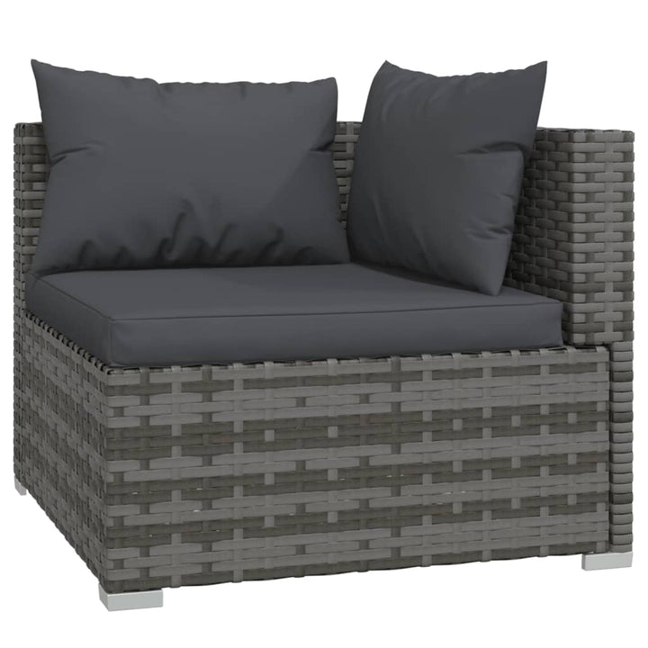 vidaXL 3 Piece Patio Lounge Set with Cushions Black Poly Rattan-14