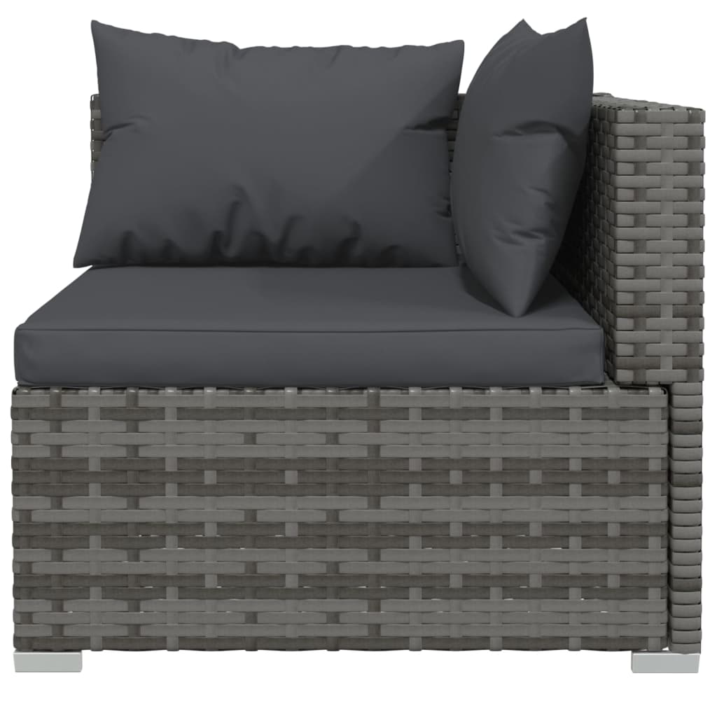 vidaXL 3 Piece Patio Lounge Set with Cushions Black Poly Rattan-15