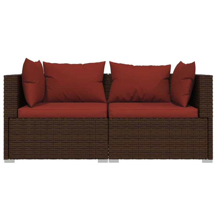 vidaXL 3 Piece Patio Lounge Set with Cushions Black Poly Rattan-33