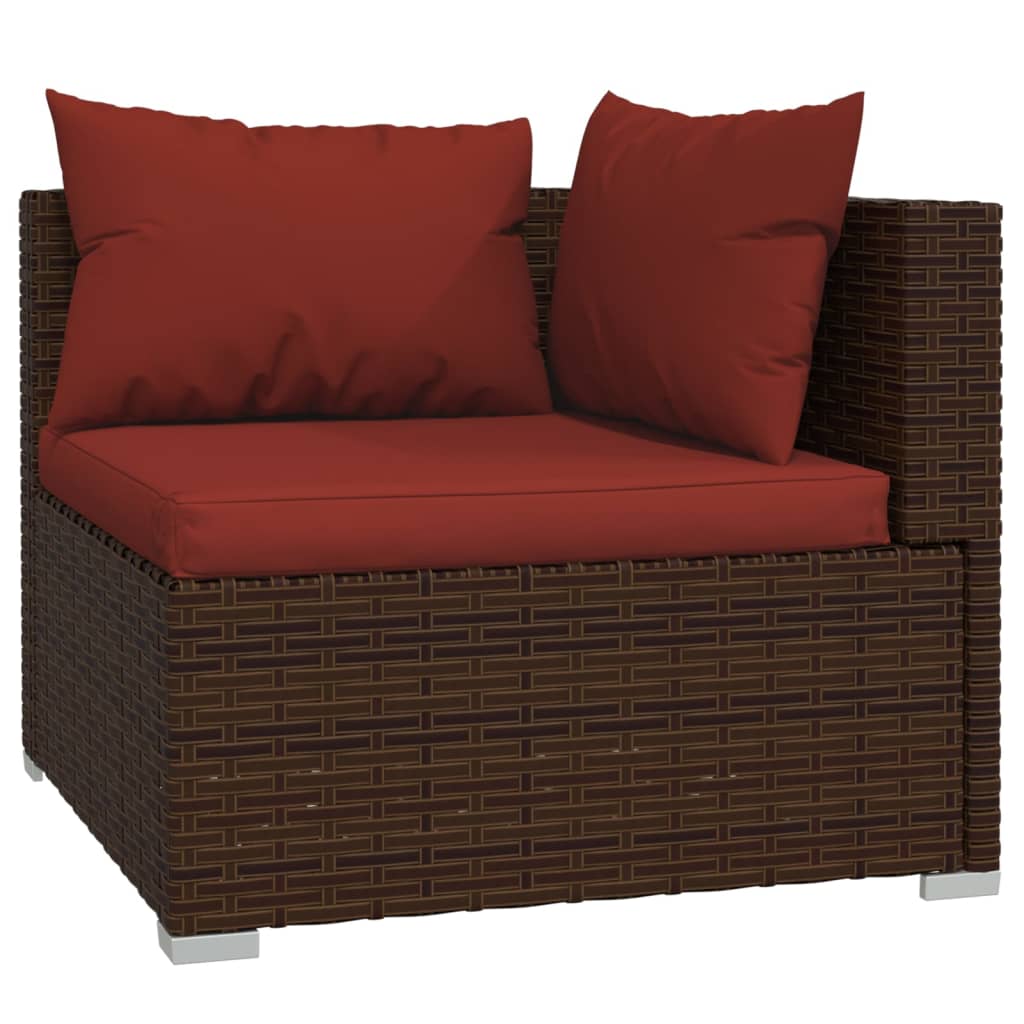 vidaXL 3 Piece Patio Lounge Set with Cushions Black Poly Rattan-34