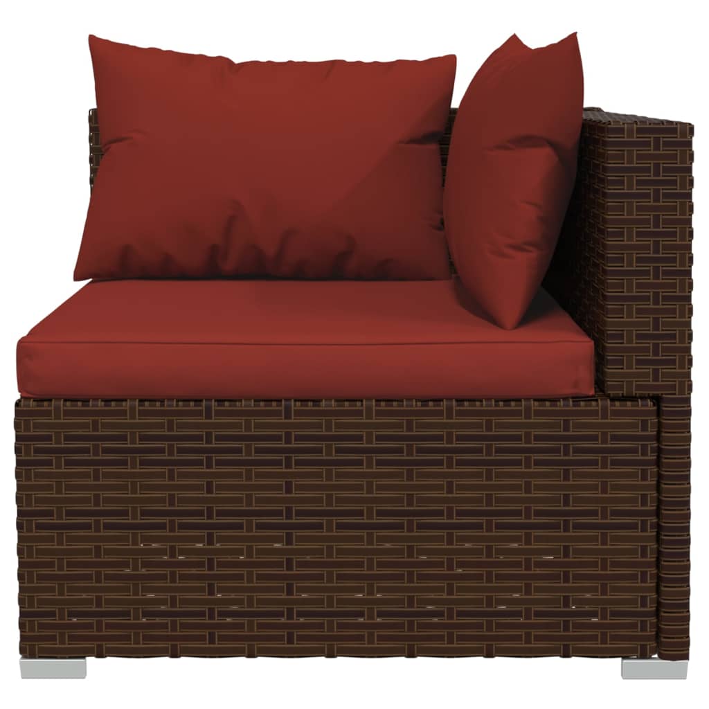 vidaXL 3 Piece Patio Lounge Set with Cushions Black Poly Rattan-35