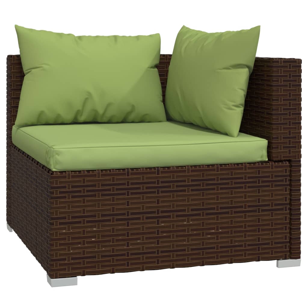 vidaXL 3 Piece Patio Lounge Set with Cushions Black Poly Rattan-39