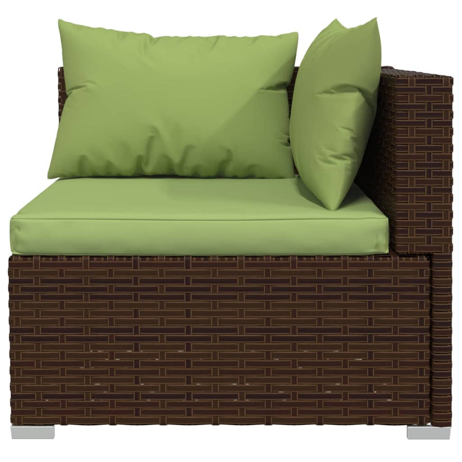 vidaXL 3 Piece Patio Lounge Set with Cushions Black Poly Rattan-40