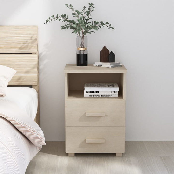 vidaXL Nightstand Storage Bedside Cabinet Nightstand with 2 Drawers Pine Wood-12