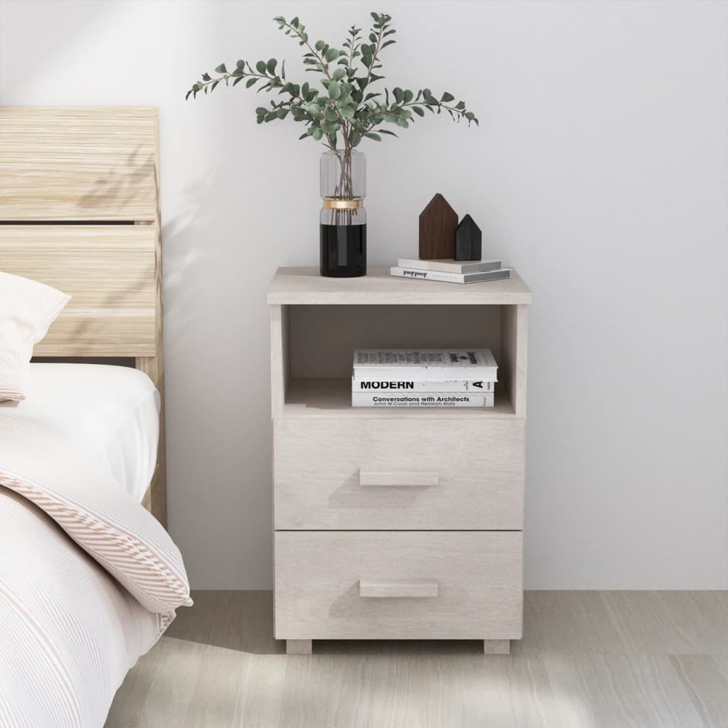vidaXL Nightstand Storage Bedside Cabinet Nightstand with 2 Drawers Pine Wood-24
