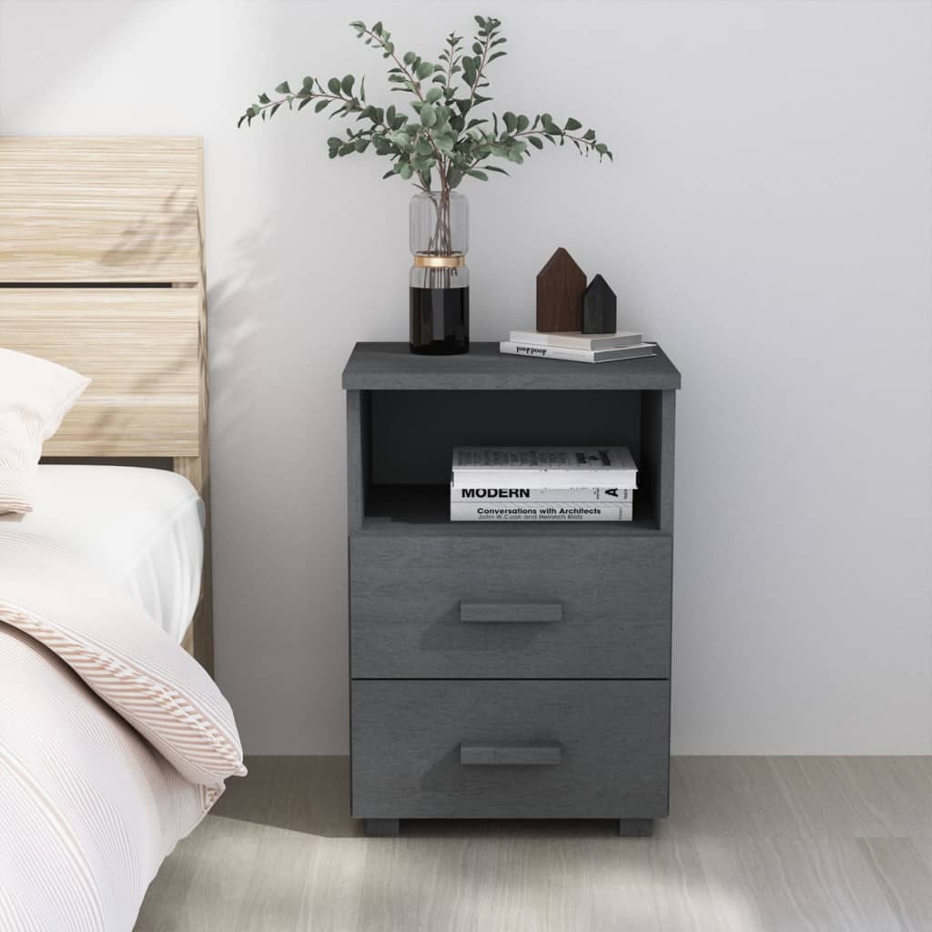 vidaXL Nightstand Storage Bedside Cabinet Nightstand with 2 Drawers Pine Wood-9
