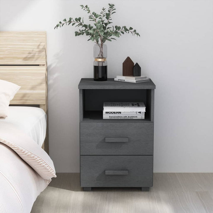 vidaXL Nightstand Storage Bedside Cabinet Nightstand with 2 Drawers Pine Wood-9
