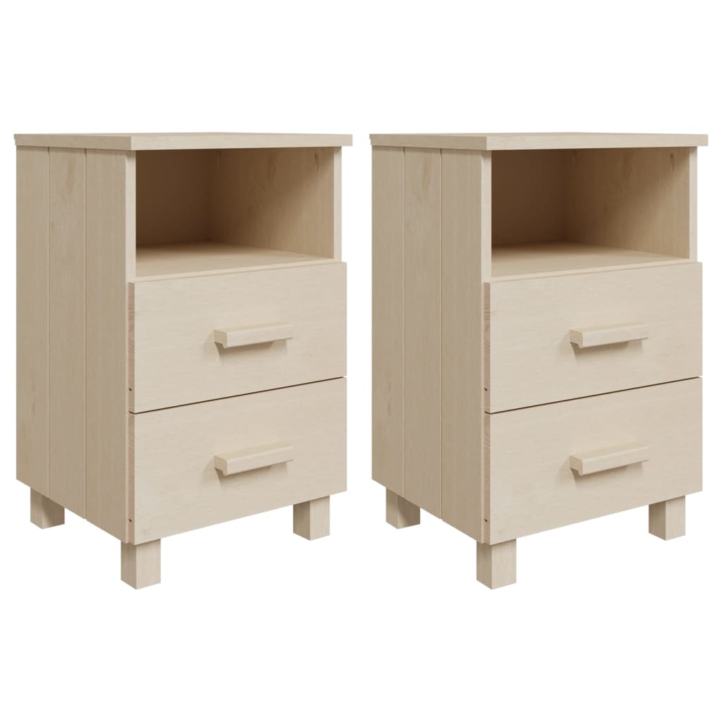 vidaXL Nightstand Storage Bedside Cabinet Nightstand with 2 Drawers Pine Wood-2