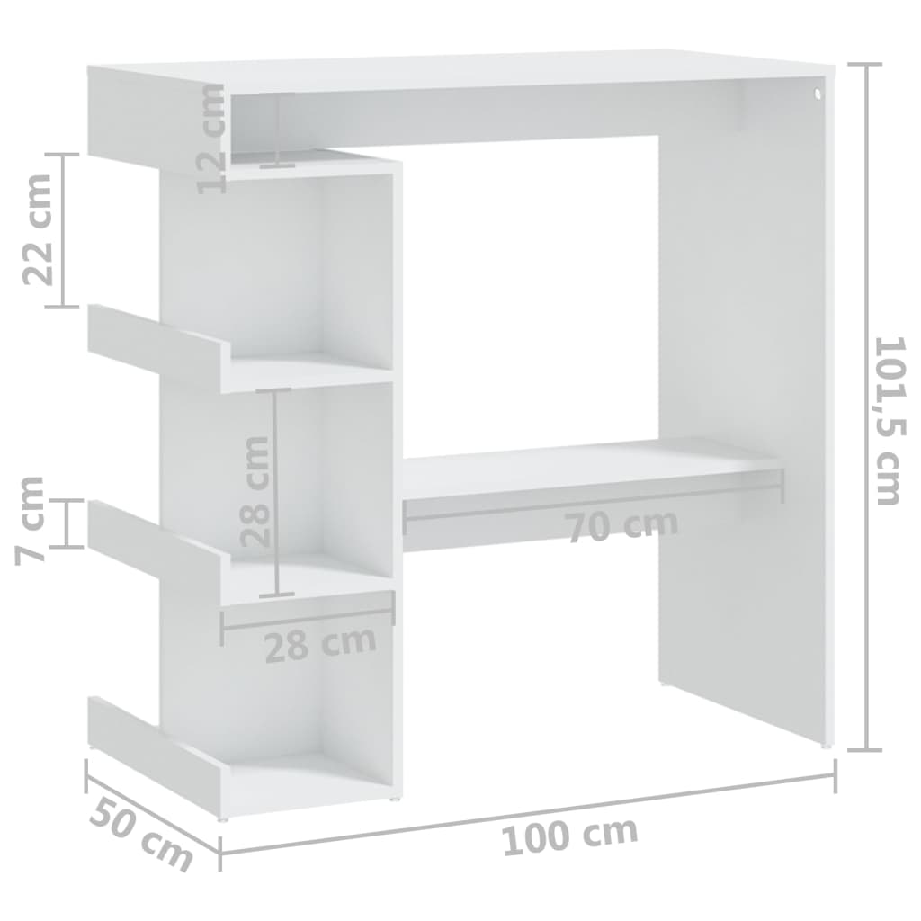 vidaXL Bar Table Dining Room Standing Desk with Storage Rack Engineered Wood-6