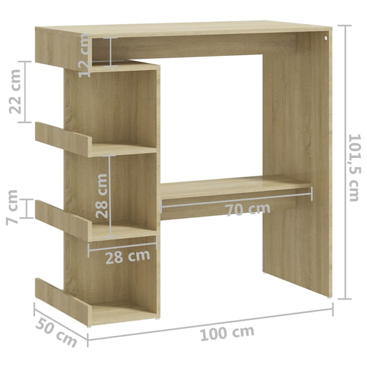 vidaXL Bar Table Dining Room Standing Desk with Storage Rack Engineered Wood-3