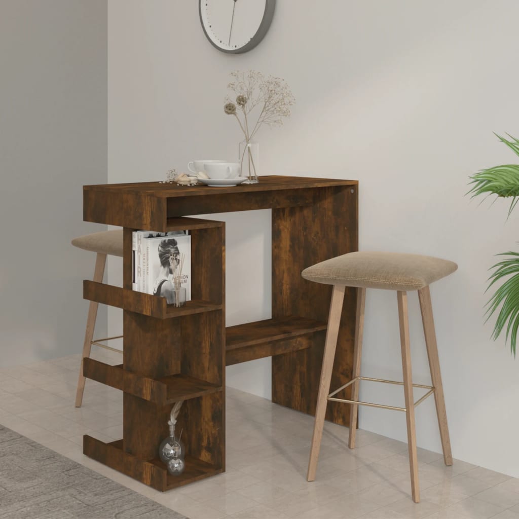 vidaXL Bar Table Dining Room Standing Desk with Storage Rack Engineered Wood-42