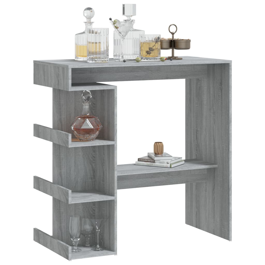 vidaXL Bar Table Dining Room Standing Desk with Storage Rack Engineered Wood-25