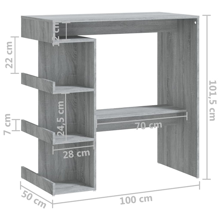 vidaXL Bar Table Dining Room Standing Desk with Storage Rack Engineered Wood-28