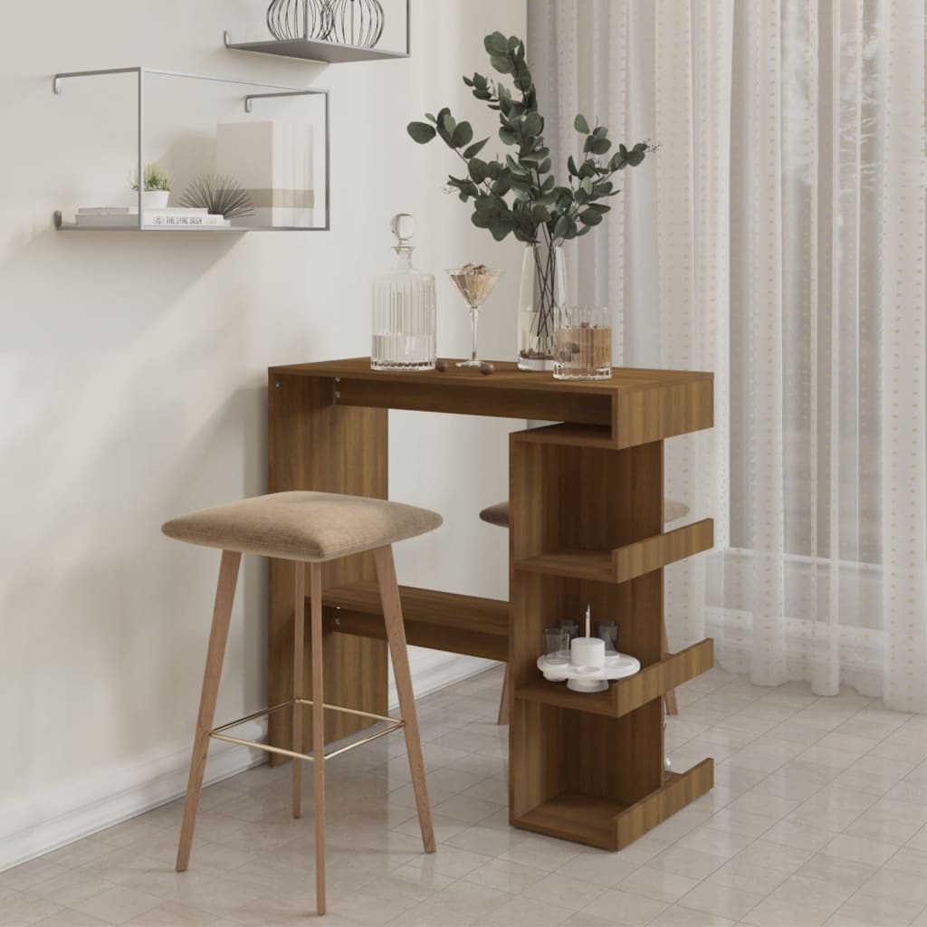 vidaXL Bar Table Dining Room Standing Desk with Storage Rack Engineered Wood-50